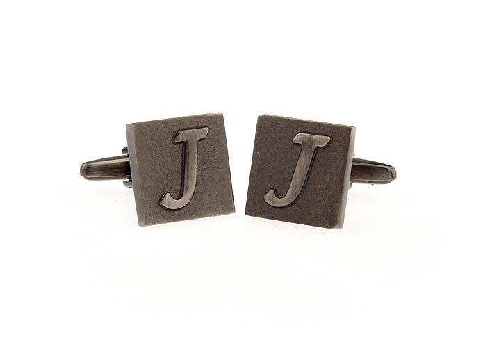 26 Letters J Cufflinks  Gray Steady Cufflinks Metal Cufflinks Symbol Wholesale & Customized  CL668226