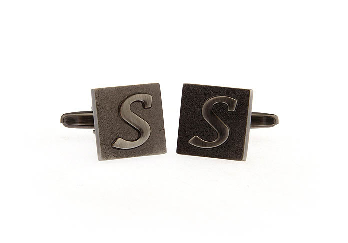 26 Letters S Cufflinks  Gray Steady Cufflinks Metal Cufflinks Symbol Wholesale & Customized  CL668235