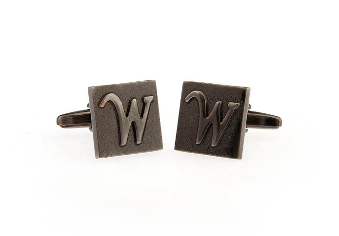 26 Letters W Cufflinks  Gray Steady Cufflinks Metal Cufflinks Symbol Wholesale & Customized  CL668239