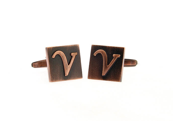 26 Letters V Cufflinks  Bronzed Classic Cufflinks Metal Cufflinks Symbol Wholesale & Customized  CL668264