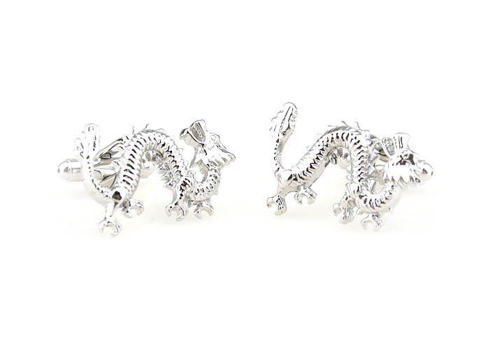 Chinese Dragon Cufflinks  Silver Texture Cufflinks Metal Cufflinks Animal Wholesale & Customized  CL671442