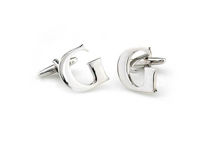 Letters G Cufflinks  Silver Texture Cufflinks Metal Cufflinks Symbol Wholesale & Customized  CL671465