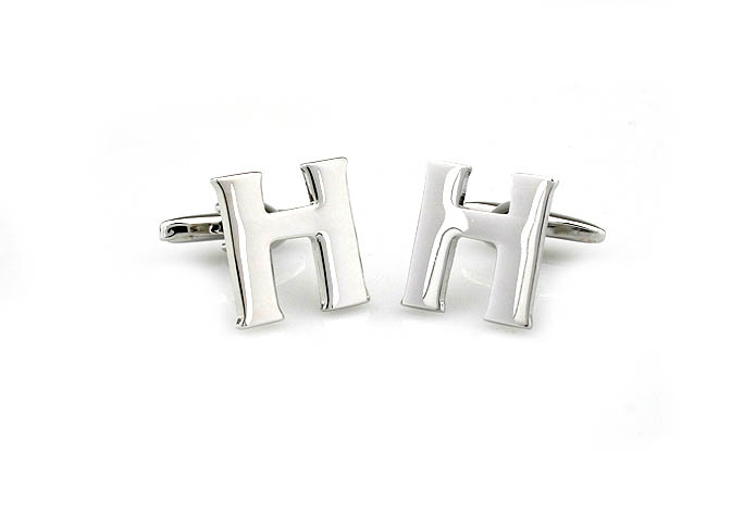 The Letters H Cufflinks  Silver Texture Cufflinks Metal Cufflinks Symbol Wholesale & Customized  CL671466