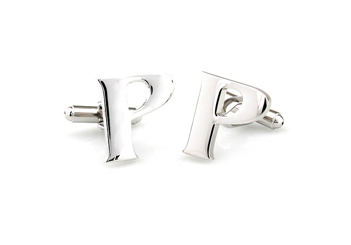Letters P Cufflinks  Silver Texture Cufflinks Metal Cufflinks Symbol Wholesale & Customized  CL671474
