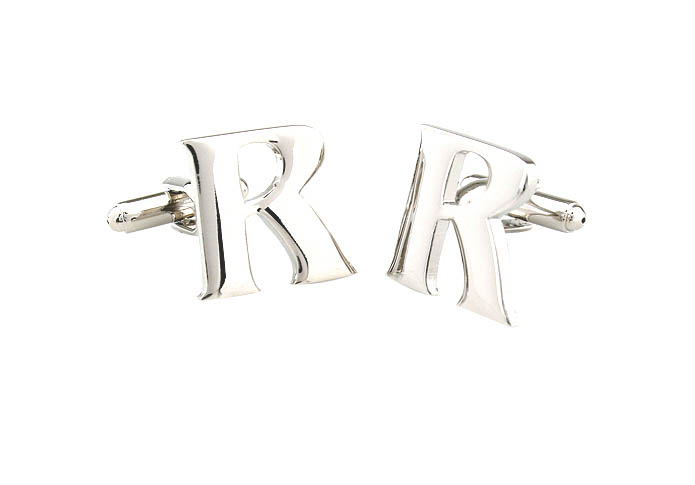 The Letters R Cufflinks  Silver Texture Cufflinks Metal Cufflinks Symbol Wholesale & Customized  CL671476