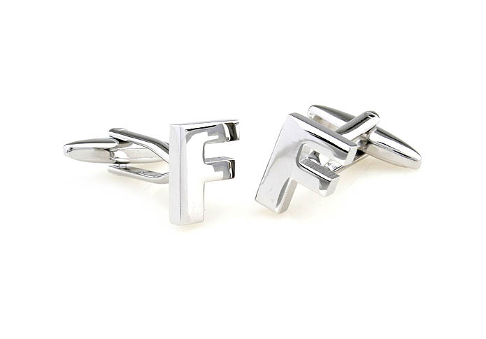 The Letters F Cufflinks  Silver Texture Cufflinks Metal Cufflinks Symbol Wholesale & Customized  CL671490