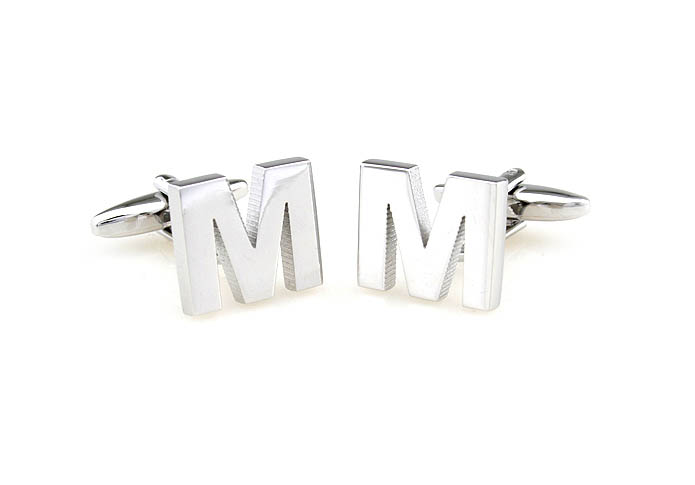 The Letters M Cufflinks  Silver Texture Cufflinks Metal Cufflinks Symbol Wholesale & Customized  CL671497