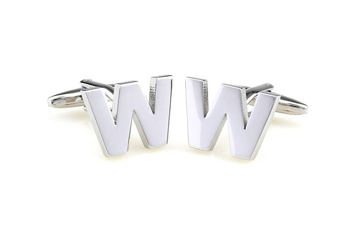 Letters W Cufflinks  Silver Texture Cufflinks Metal Cufflinks Symbol Wholesale & Customized  CL671507