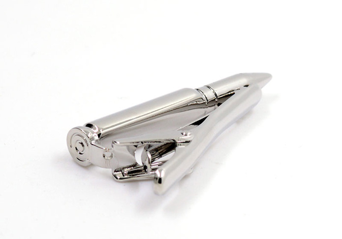 Bullet Tie Clips  Silver Texture Tie Clips Metal Tie Clips Military Wholesale & Customized  CL851117