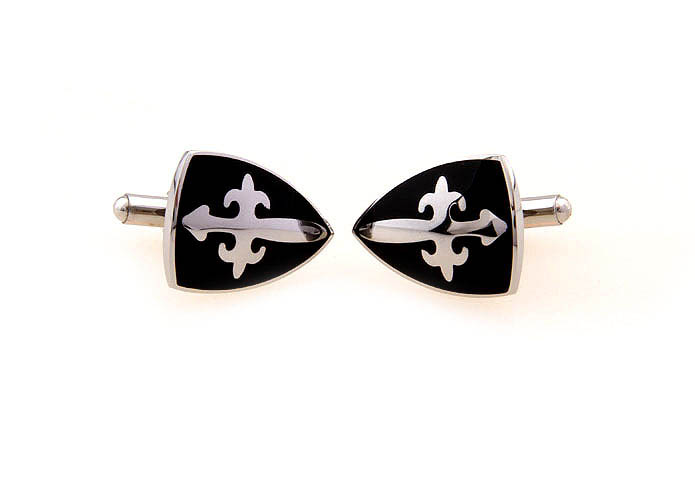 Spear shaped Cufflinks  Black Classic Cufflinks Stainless Steel Cufflinks Religious and Zen Wholesale & Customized  CL620810