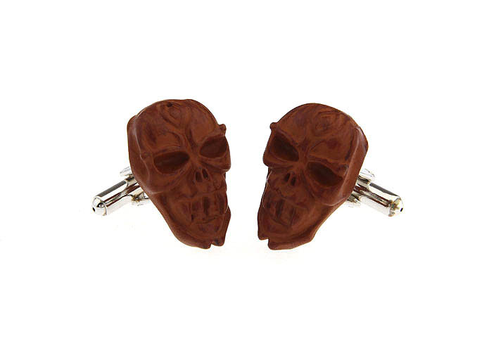 Wood skeleton Cufflinks  Khaki Dressed Cufflinks Woodcarving Cufflinks Skull Wholesale & Customized  CL651937