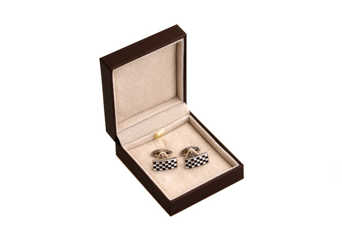 Imitation leather + Plastic Cufflinks Boxes  Khaki Dressed Cufflinks Boxes Cufflinks Boxes Wholesale & Customized  CL210463