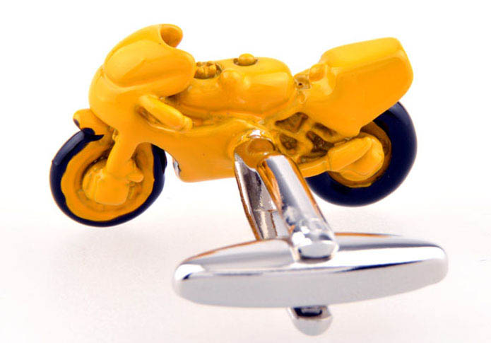 Motorcycle Racing  Cufflinks  Yellow Lively Cufflinks Paint Cufflinks Transportation Wholesale & Customized  CL654047