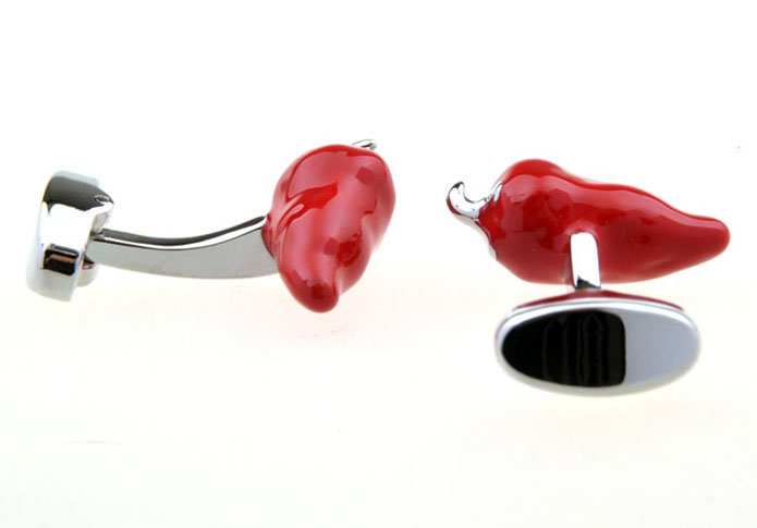 Chilli pepper Cufflinks  Red Festive Cufflinks Paint Cufflinks Food and Drink Wholesale & Customized  CL656138