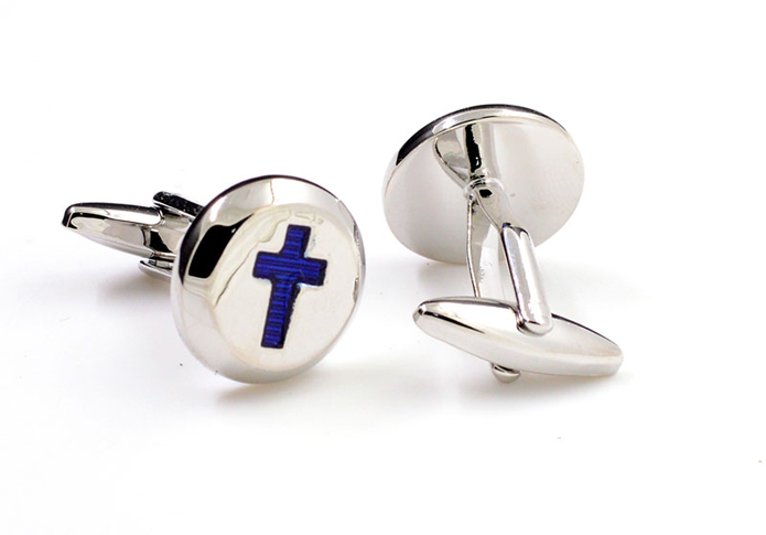 Cross Cufflinks  Blue Elegant Cufflinks Paint Cufflinks Religious and Zen Wholesale & Customized  CL657455