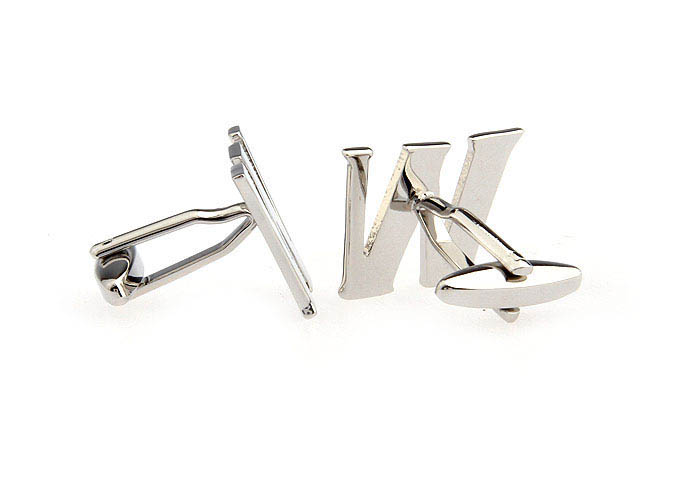 W Letters Cufflinks  Silver Texture Cufflinks Metal Cufflinks Symbol Wholesale & Customized  CL652527