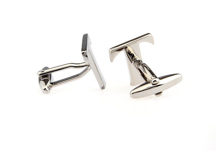 T Letters Cufflinks  Silver Texture Cufflinks Metal Cufflinks Symbol Wholesale & Customized  CL652531