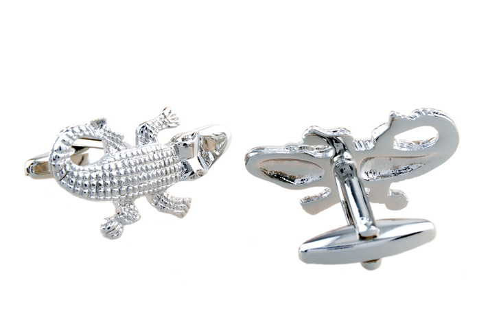 Crocodile Cufflinks  Silver Texture Cufflinks Metal Cufflinks Animal Wholesale & Customized  CL653920