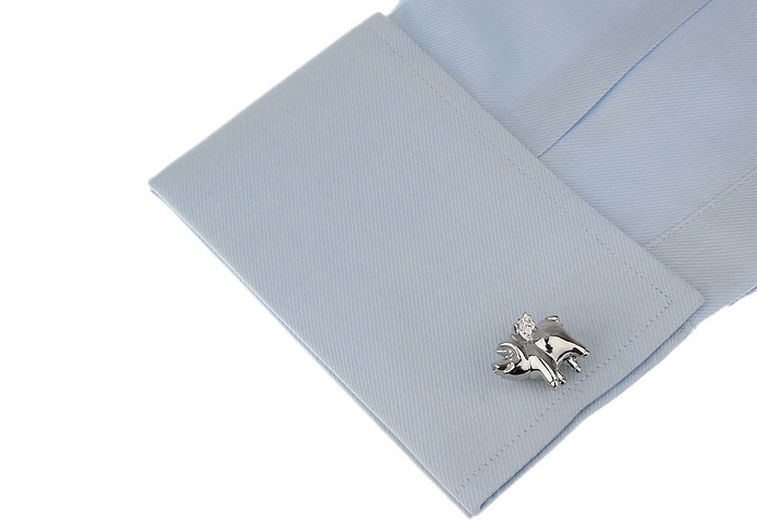 Invincible Little Flying Pig Cufflinks Silver Texture Cufflinks Metal Cufflinks Animal Wholesale & Customized CL655157