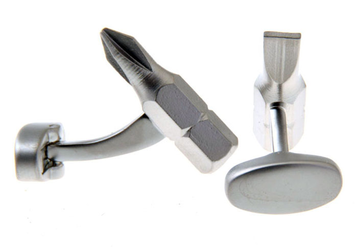 Screwdriver Cufflinks  Silver Texture Cufflinks Metal Cufflinks Tools Wholesale & Customized  CL655756