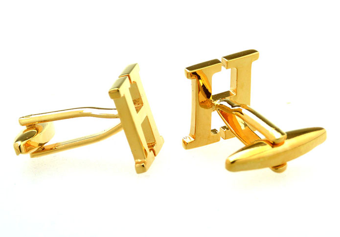 26 Letter H Cufflinks  Gold Luxury Cufflinks Metal Cufflinks Symbol Wholesale & Customized  CL656915