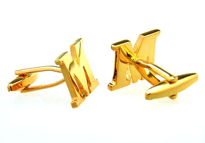 26 Letter M Cufflinks  Gold Luxury Cufflinks Metal Cufflinks Symbol Wholesale & Customized  CL656920