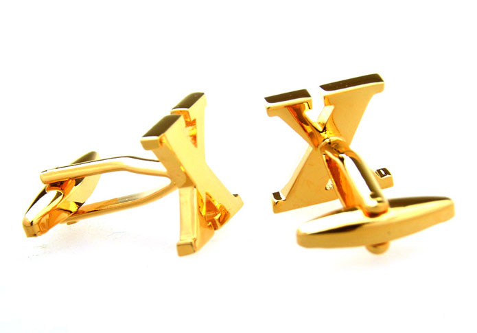 26 Letter X Cufflinks  Gold Luxury Cufflinks Metal Cufflinks Symbol Wholesale & Customized  CL656931