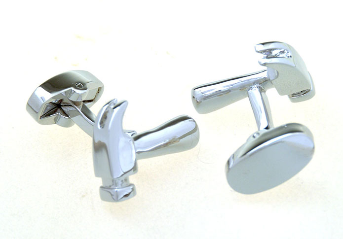 Hammer Cufflinks  Silver Texture Cufflinks Metal Cufflinks Tools Wholesale & Customized  CL656963