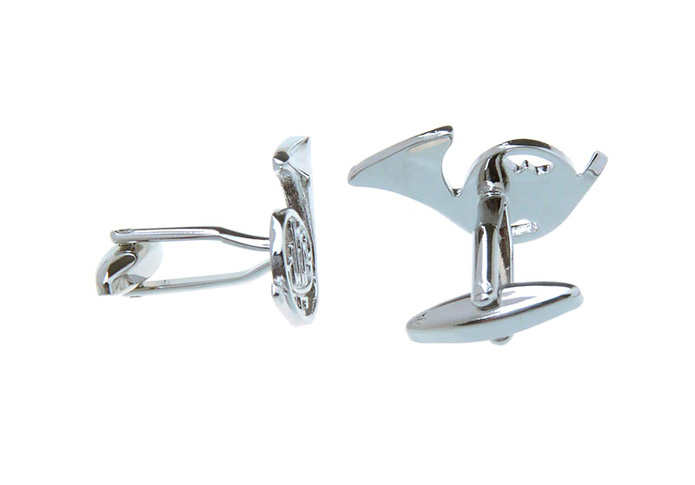 French Horn Cufflinks  Silver Texture Cufflinks Metal Cufflinks Music Wholesale & Customized  CL657098