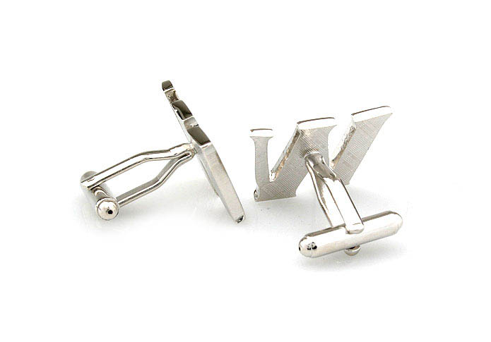 Letters W Cufflinks  Silver Texture Cufflinks Metal Cufflinks Symbol Wholesale & Customized  CL671481