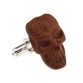 Wood skeleton Cufflinks  Khaki Dressed Cufflinks Woodcarving Cufflinks Skull Wholesale & Customized  CL651934