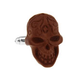 The skull Cufflinks  Khaki Dressed Cufflinks Woodcarving Cufflinks Skull Wholesale & Customized  CL654586